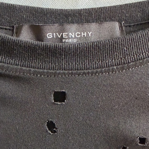Givenchy Paris Distressed Black Short Sleeve Tee, Large - Picture 5 of 6